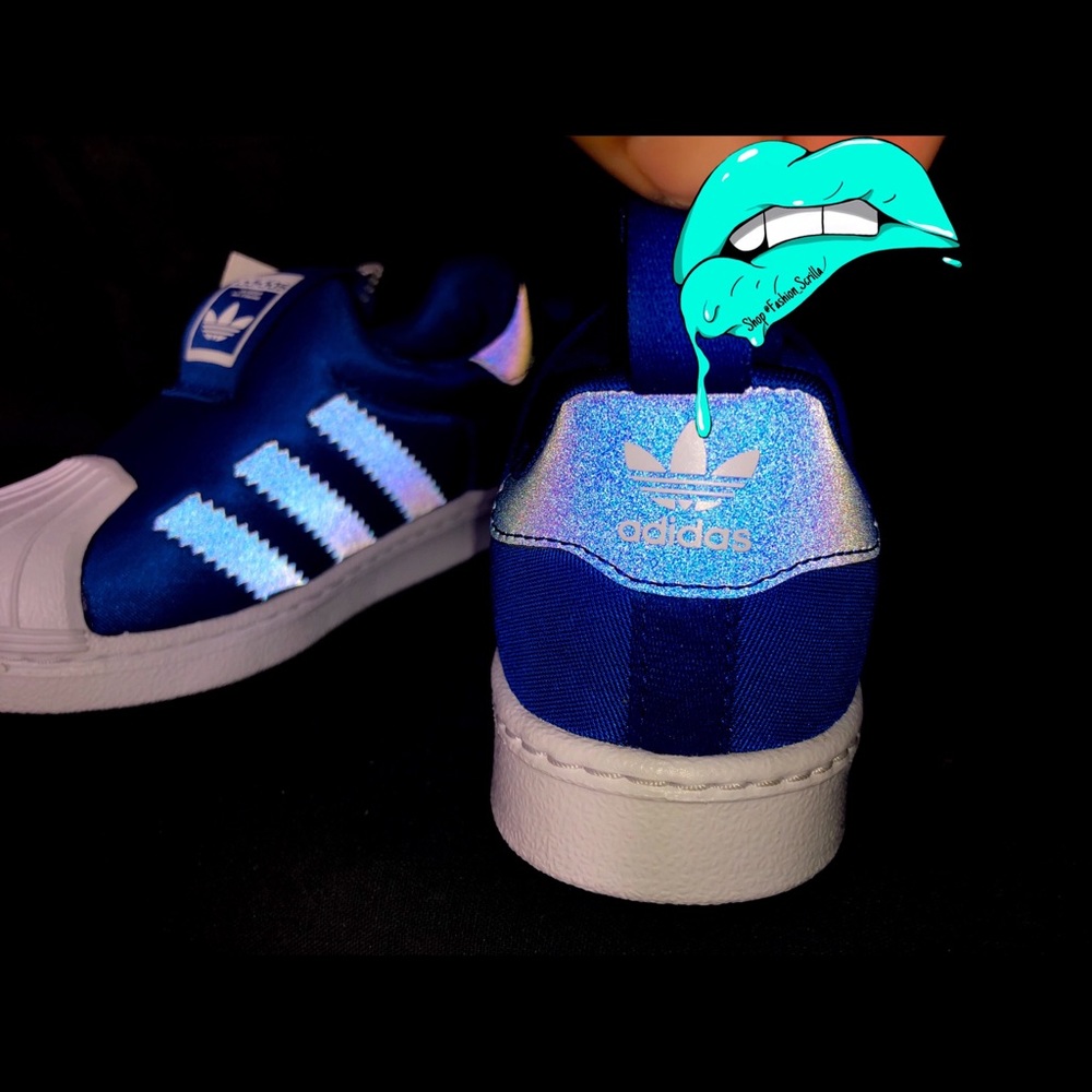 Adidas Superstar 360 Infant Blue White 3M Reflective Iridescent Sneakers - Picture 8 of 9